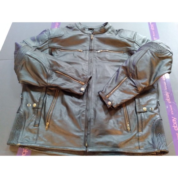 M-BOSS Black Premium Leather Conceal Carry Armored Motorcycle Jacket Lined XL - Picture 5 of 16